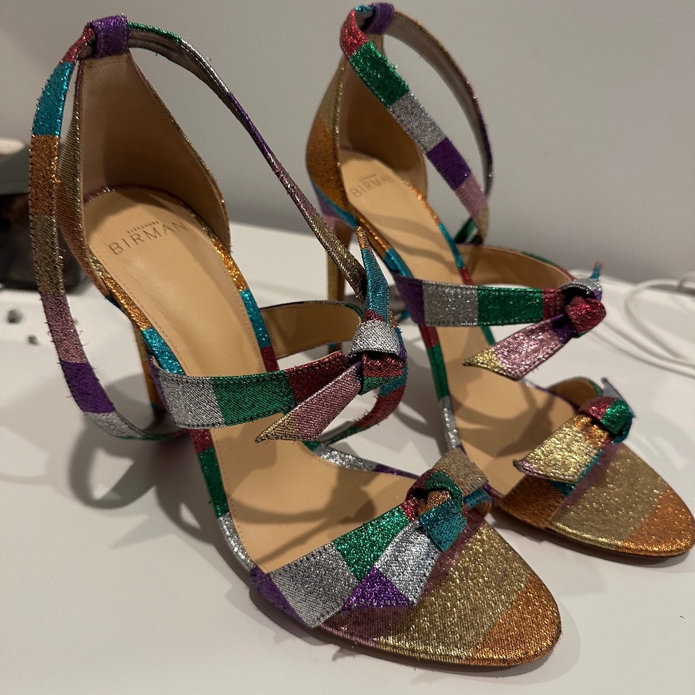 Alexandre Birman Clarita Sandals – Multicolor Glitter – Size 8.5